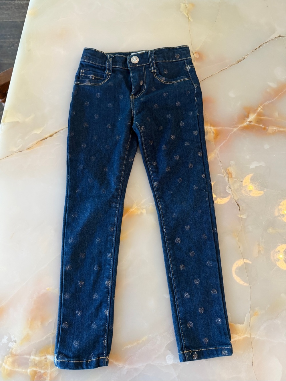 Freestyle Dark Blue Girls' Jeans with Heart Print
